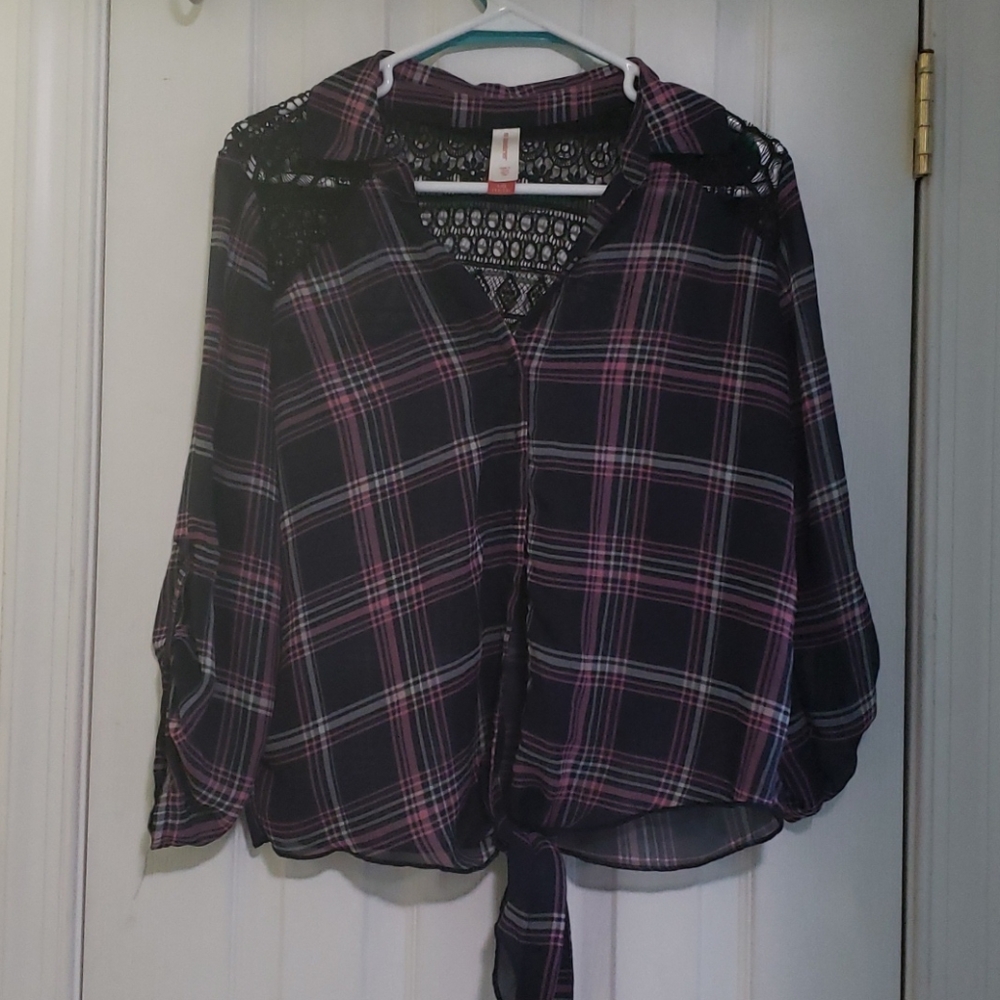 Black and pink button down shirt